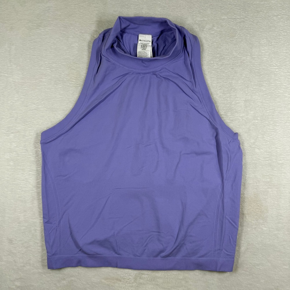 Athleta Womens Renew Seamless High Neck Tank Top Purple Racerback Size L